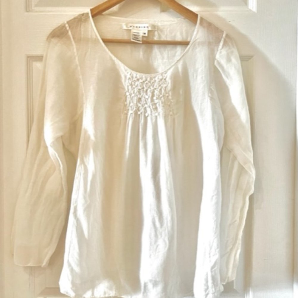 Silk/Cotton Sheer Winter White Blouse